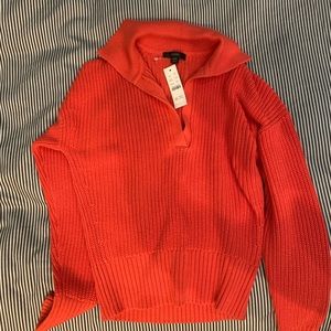 NWT jcrew collared cotton beach sweater in “coral”
